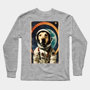 Astronaut Labrador Dog in Space Vintage Collage Surreal Art Long Sleeve T-Shirt